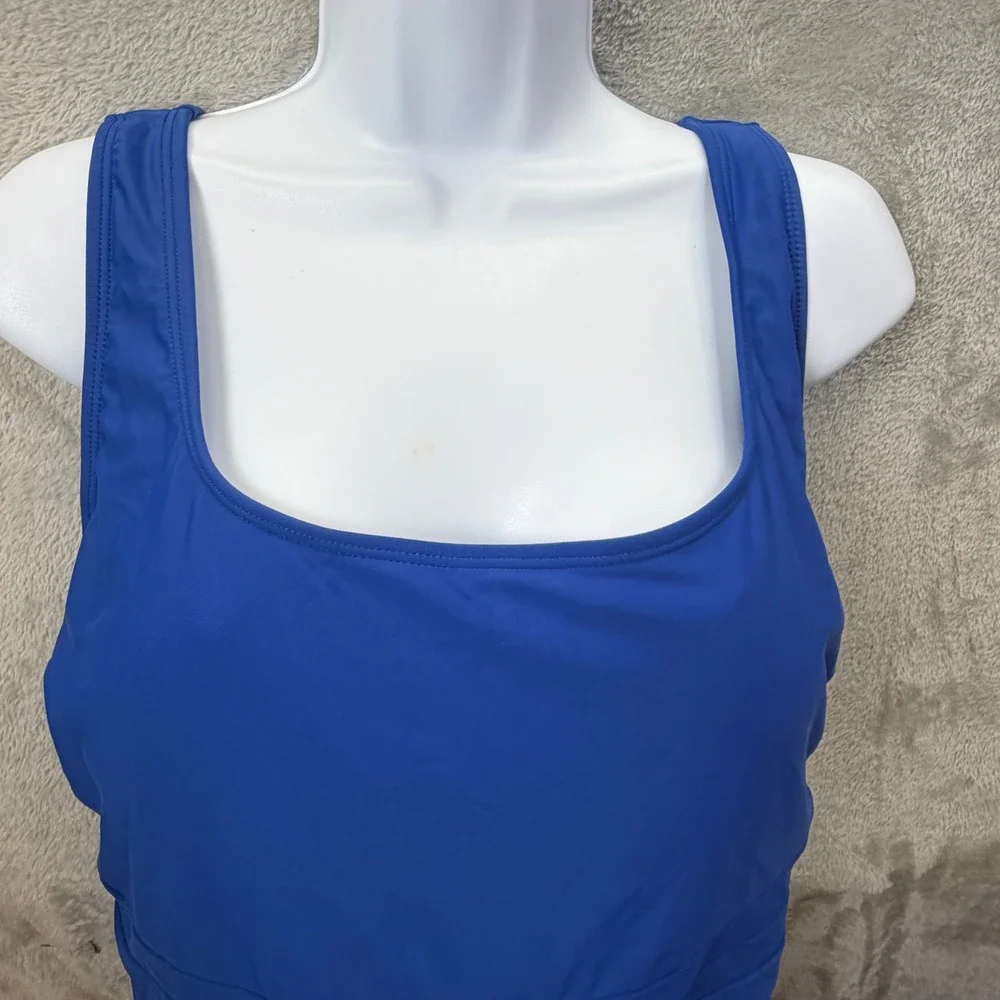 Royal Blue Square Neck One Piece Swimsuit Plus‎ Size 20 Criss Cross Back Tank